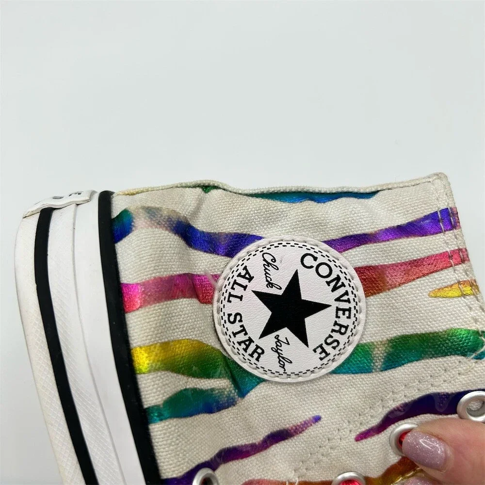 Converse Chuck Taylor All Star Youth High Top Sneakers Rainbow Zebra Girls Sz 2